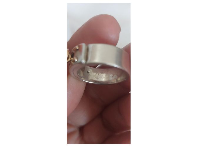 Anello Hermès Kelly in Argento e Oro Rosa Silver hardware Gold hardware - vista 5
