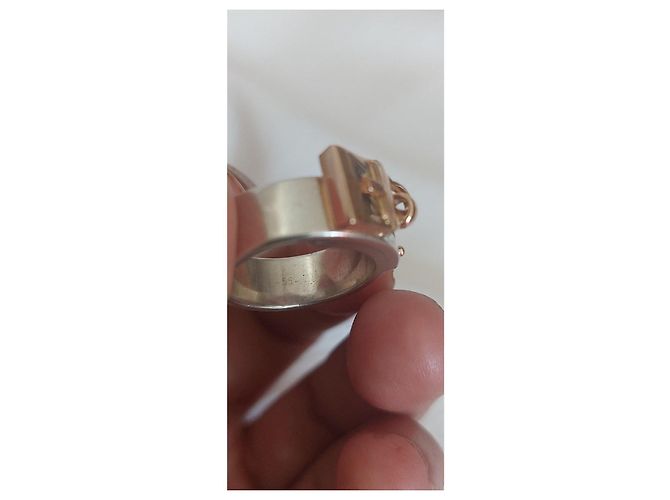 Anello Hermès Kelly in Argento e Oro Rosa Silver hardware Gold hardware - vista 6