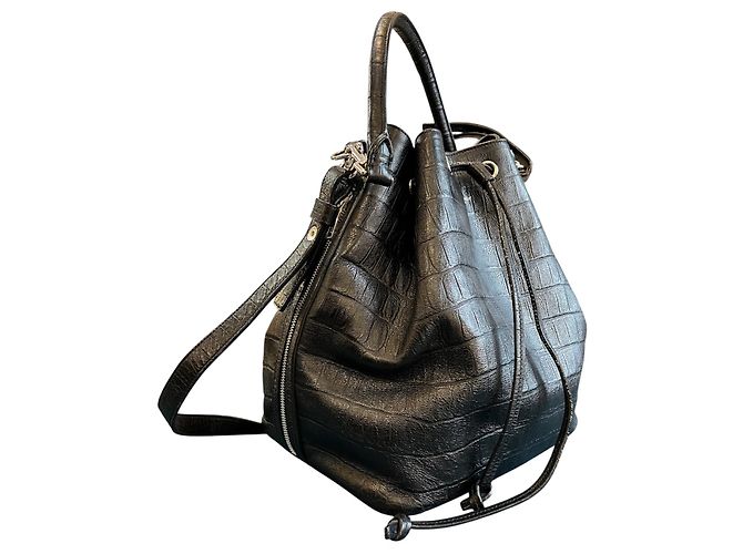 Borsa a secchiello Emmanuelle in pelle di vitello con stampa coccodrillo Saint Laurent - vista 2