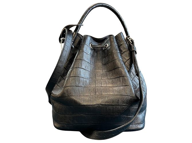 Borsa a secchiello Emmanuelle in pelle di vitello con stampa coccodrillo Saint Laurent - vista 4