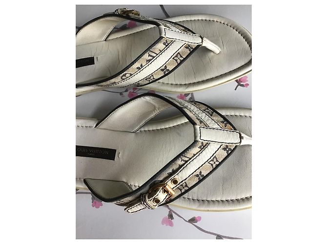 Infradito Louis Vuitton Mini Lin Monogram Bianco - vista 3