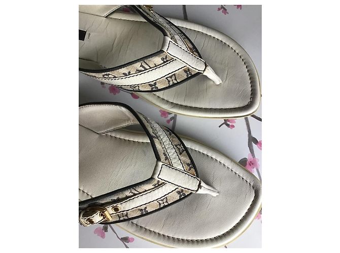 Infradito Louis Vuitton Mini Lin Monogram Bianco - vista 4
