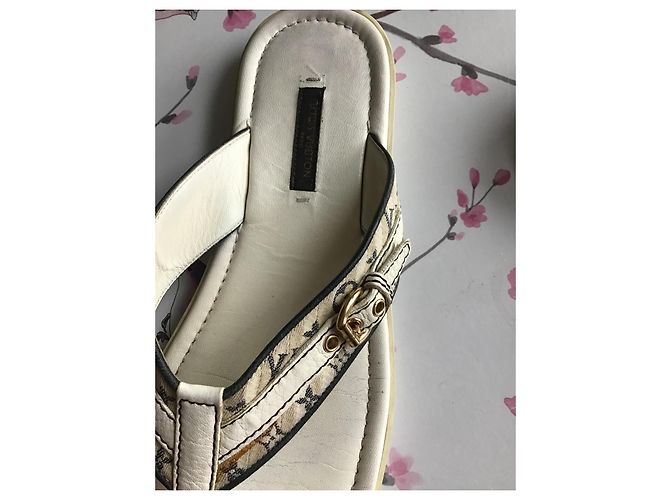 Infradito Louis Vuitton Mini Lin Monogram Bianco - vista 6