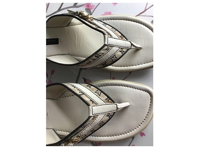 Infradito Louis Vuitton Mini Lin Monogram Bianco - vista 8