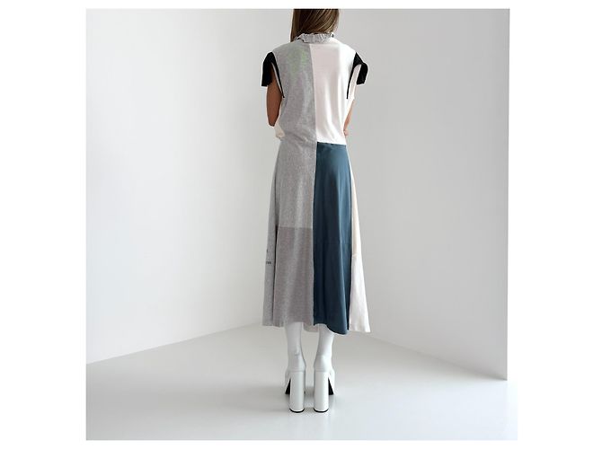 Everyday Patchwork-Kleid Balenciaga Schwarz Weiß Beige Grau Dunkelblau - Ansicht 13