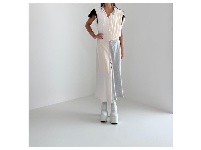 Everyday Patchwork-Kleid Balenciaga Schwarz Weiß Beige Grau Dunkelblau - Ansicht 8