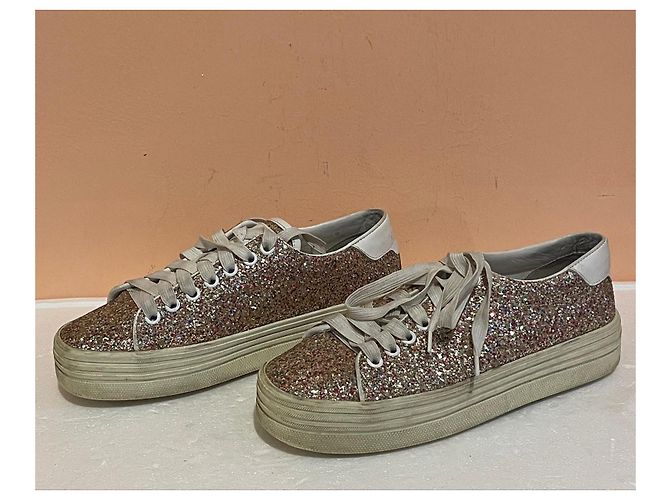 Saint Laurent Sneakers Glitter Rosa Bianco D'oro - vista 4
