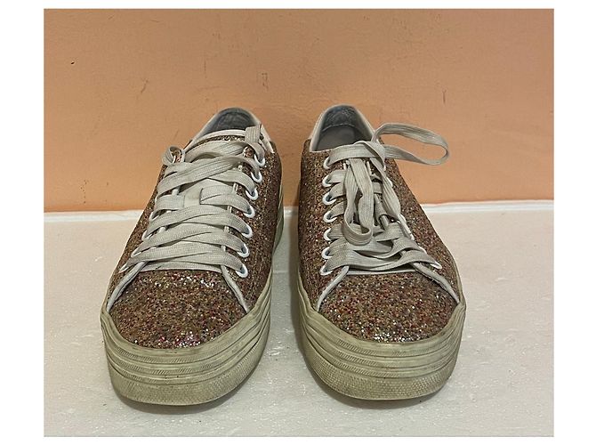 Saint Laurent Sneakers Glitter Rosa Bianco D'oro - vista 5