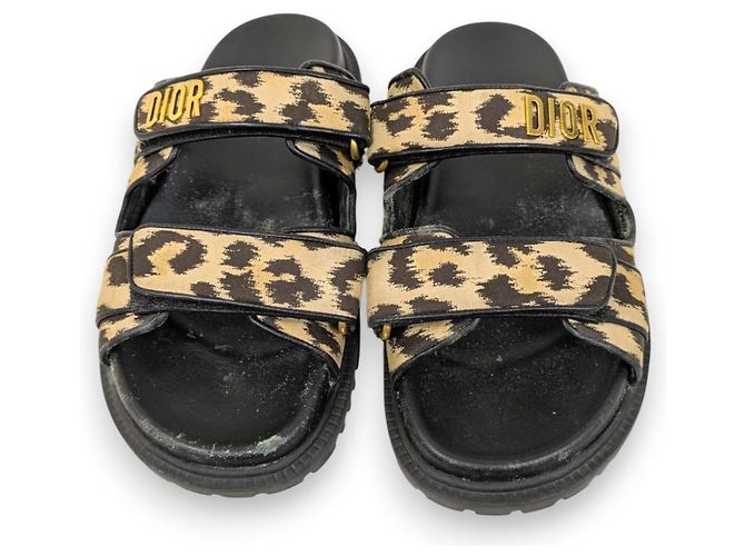 sandali slide Christian Dior DIORACT Nero Beige - vista 3