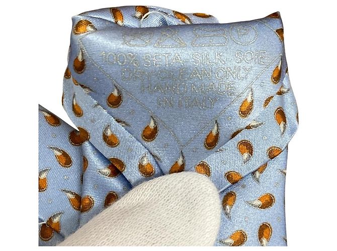 Autre Marque Brioni Small Pattern Silk Tie Blue Light blue - view 5