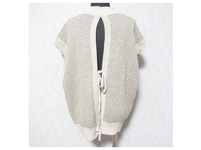 Autre Marque CLANE Strickweste mit Rückenschlitz Beige - Ansicht 2