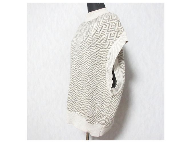 Autre Marque CLANE Strickweste mit Rückenschlitz Beige - Ansicht 3