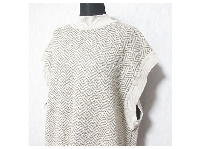 Autre Marque CLANE Strickweste mit Rückenschlitz Beige - Ansicht 4