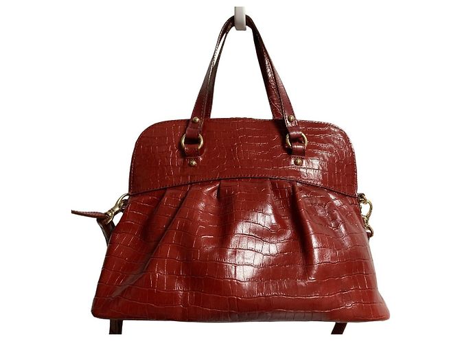 Autre Marque Borsa a 2 modi in pelle con stampa coccodrillo TOCCA Marrone Bordò - vista 3