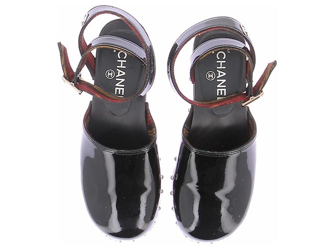 Chanel Clogs aus schwarzem Leder Größe 37 - Ansicht 4