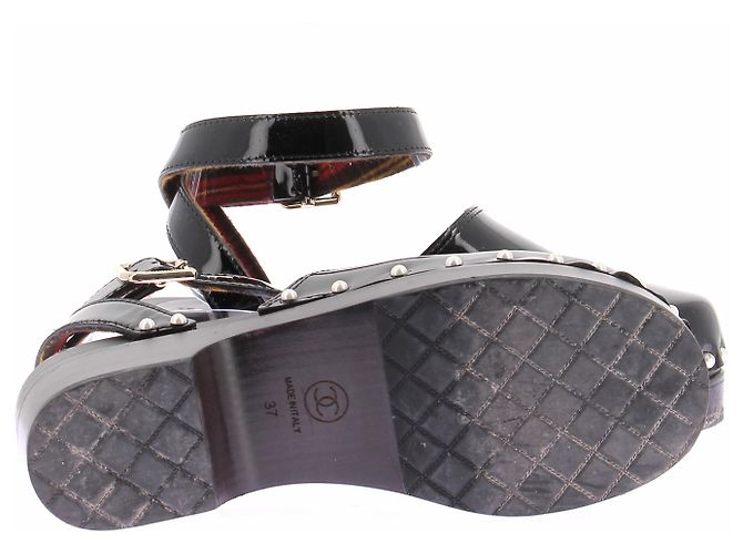 Chanel Clogs aus schwarzem Leder Größe 37 - Ansicht 5