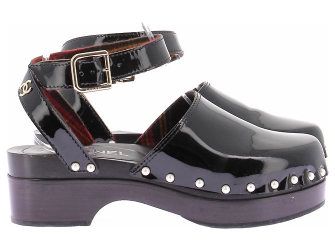 Chanel Clogs aus schwarzem Leder Größe 37 - Ansicht 6