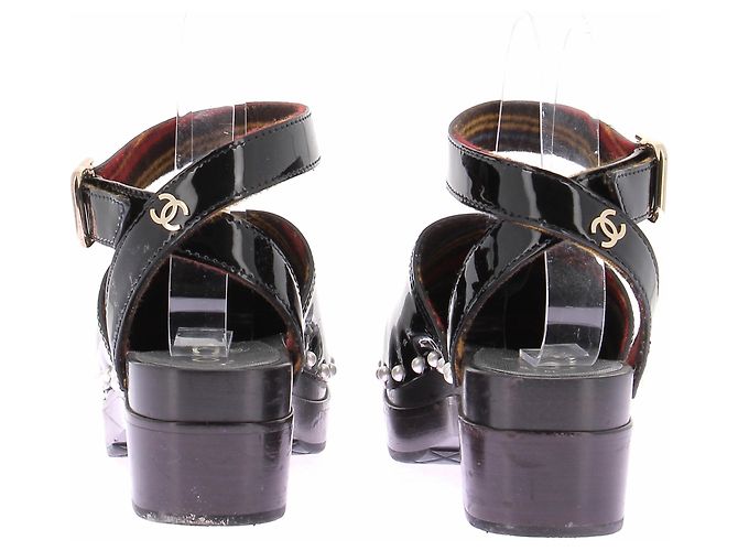 Chanel Clogs aus schwarzem Leder Größe 37 - Ansicht 7