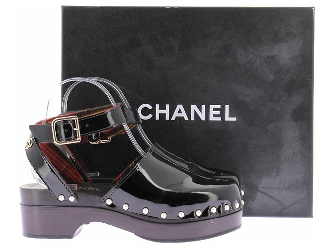 Chanel Clogs aus schwarzem Leder Größe 37 - Ansicht 8