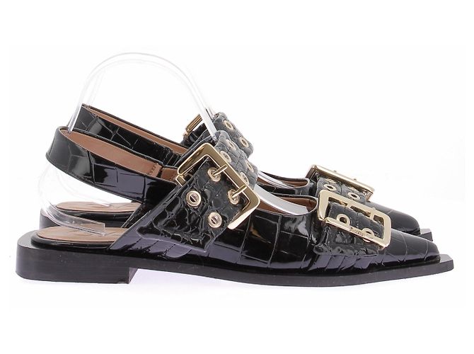 Ganni Sandali nero croco vernice nero Beige - vista 2