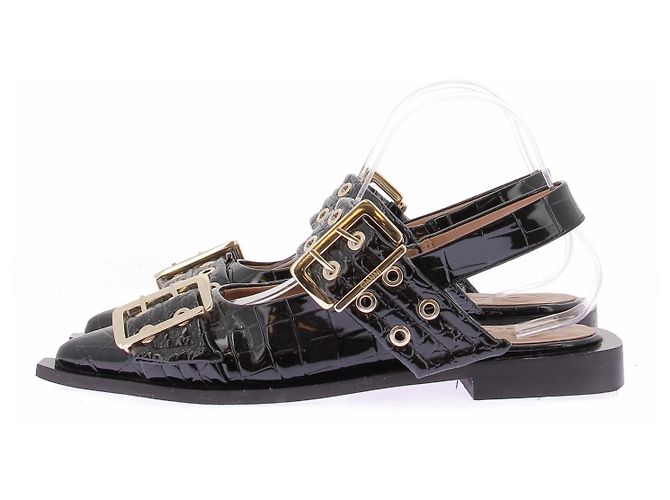 Ganni Sandali nero croco vernice nero Beige - vista 3
