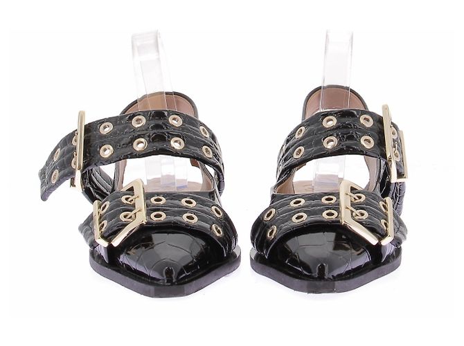 Ganni Sandali nero croco vernice nero Beige - vista 4