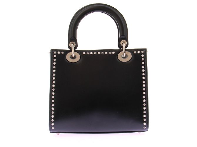 Borsa " Lady dior" in pelle liscia nera con borchie Nero - vista 2