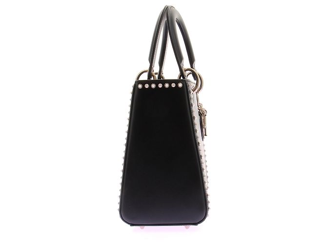 Borsa " Lady dior" in pelle liscia nera con borchie Nero - vista 4