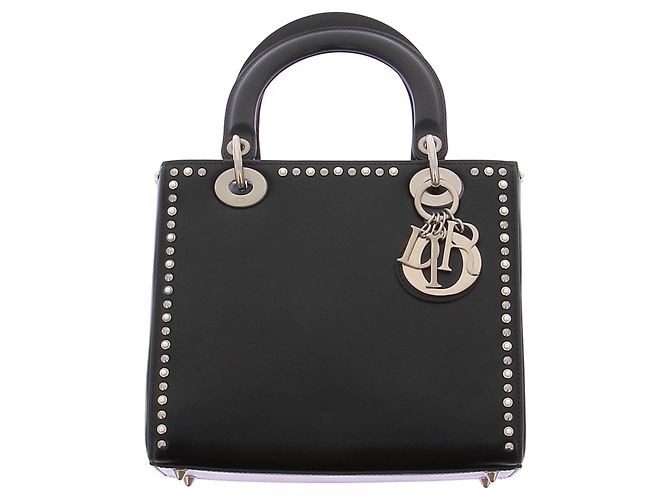 Borsa " Lady dior" in pelle liscia nera con borchie Nero - vista 6