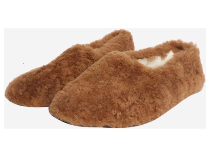 Céline Camel Resort 2018 Shearling-Hausschuhe - Größe EU 37 Braun - Ansicht 2