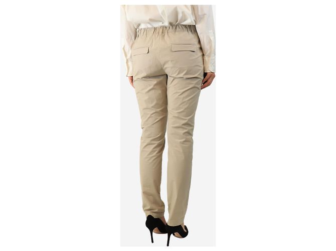 Brunello Cucinelli Pantalones de algodón plisado neutro - talla UK 14 - vista 3
