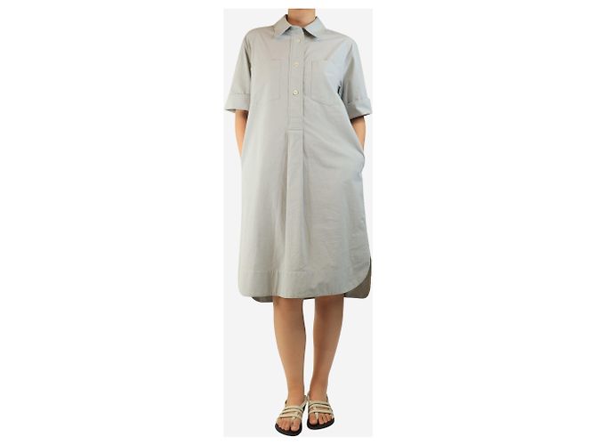Autre Marque Hellblaues Kurzarm-Baumwollhemdkleid - Größe UK 10 - Ansicht 3