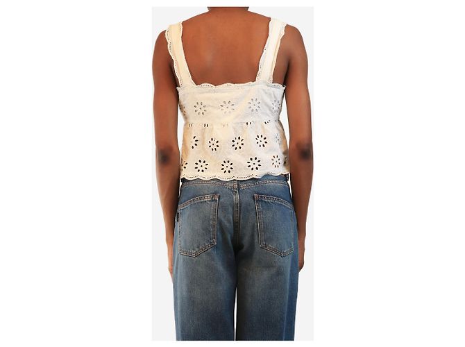 The Kooples Top blanco sin mangas bordado - talla S - vista 2