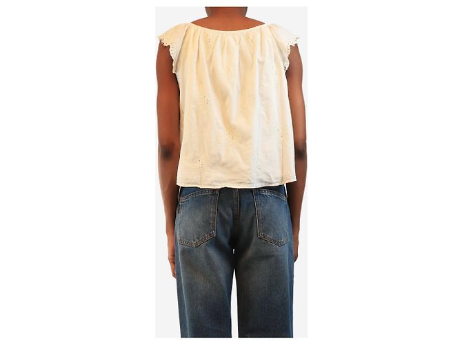 Velvet Top de algodón blanco bordado - talla XS - vista 2