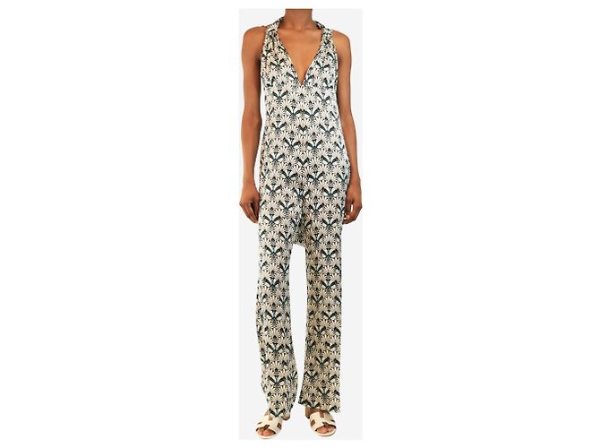 Autre Marque Mono de seda estampado blanco y negro - talla UK 8 - vista 3