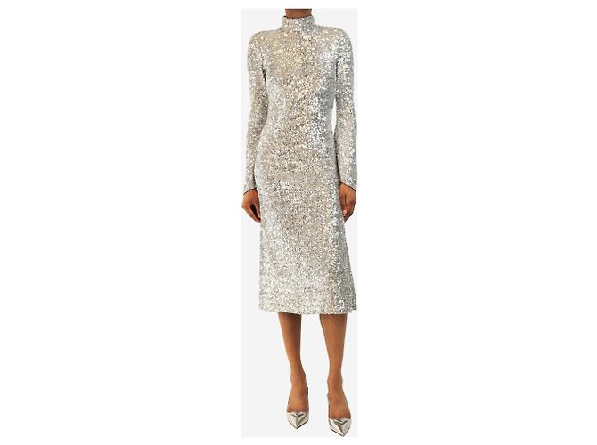 Rebecca Vallance Midikleid mit silbernen Pailletten - Größe UK 6 - Ansicht 3