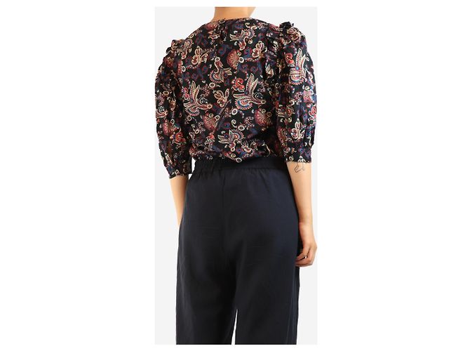 Ba&Sh Blusa de algodón con estampado paisley negro - talla L - vista 2