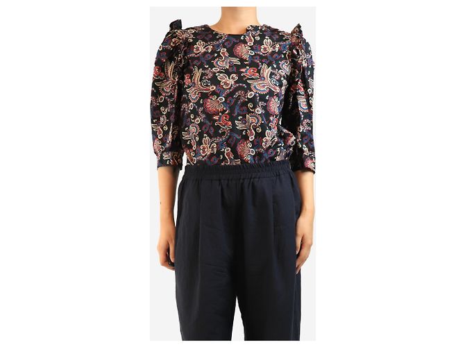 Ba&Sh Blusa de algodón con estampado paisley negro - talla L - vista 3