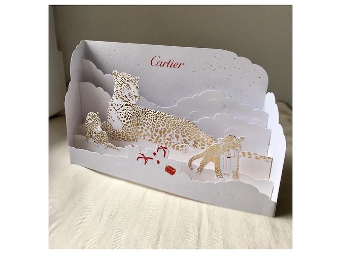 Cartier Panther Pop-up Grußkarten (3er Set) Weiß Rot Golden - Ansicht 2
