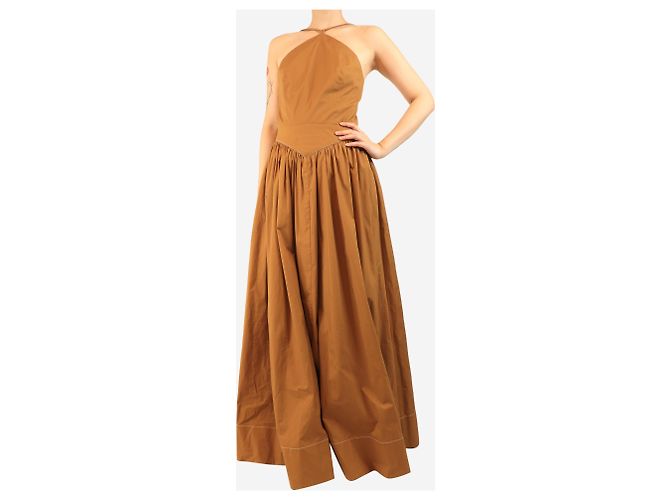 Staud Abito maxi in cotone marrone - taglia UK 12 - vista 3