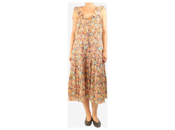 Veronica Beard Robe midi à fleurs multicolores - taille UK 16 - vue 3