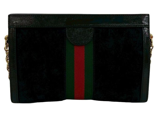 Borsa a Spalla Gucci Ophidia Sherry Line Nero Rosso Verde - vista 3