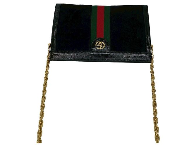 Borsa a Spalla Gucci Ophidia Sherry Line Nero Rosso Verde - vista 4