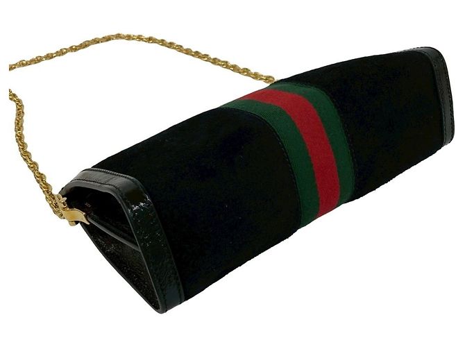 Borsa a Spalla Gucci Ophidia Sherry Line Nero Rosso Verde - vista 7
