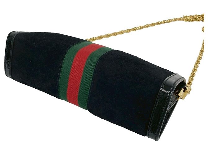 Borsa a Spalla Gucci Ophidia Sherry Line Nero Rosso Verde - vista 8