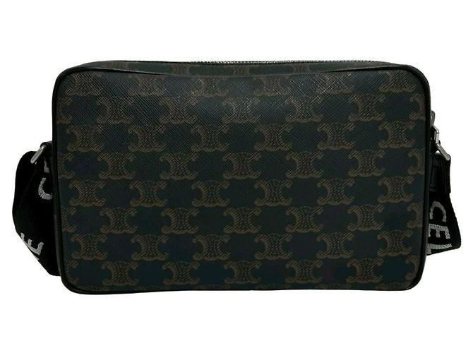 Céline Celine Triomphe Medium Messenger Mini-Schultertasche aus Leder Schwarz - Ansicht 3