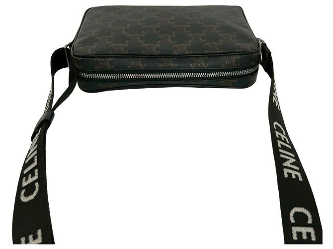 Céline Celine Triomphe Medium Messenger Mini-Schultertasche aus Leder Schwarz - Ansicht 4