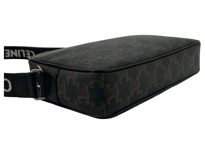 Céline Celine Triomphe Medium Messenger Mini-Schultertasche aus Leder Schwarz - Ansicht 7