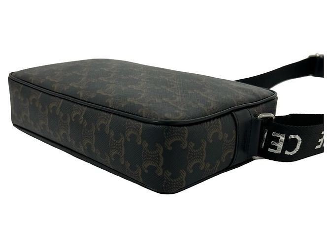 Céline Celine Triomphe Medium Messenger Mini-Schultertasche aus Leder Schwarz - Ansicht 8