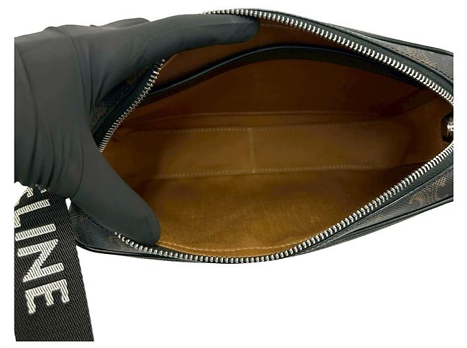 Céline Celine Triomphe Medium Messenger Mini-Schultertasche aus Leder Schwarz - Ansicht 9